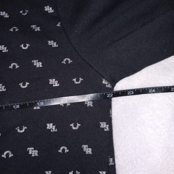 True Religion Hoodie Sweatshirt Men Size Large Monogram Logo All Over Black - Picture 6 of 8